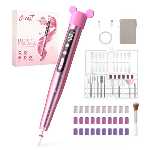 JOREST 13 en 1 Torno para Uñas Profesional, Lima Electrica Uñas, 35000RPM, 6 Velocidades Ajustables, Set Manicura, Pedicura Para Pies, Pulidor, Broca Unhas Gel, Quita Cuticulas, Manicurist, Rosa