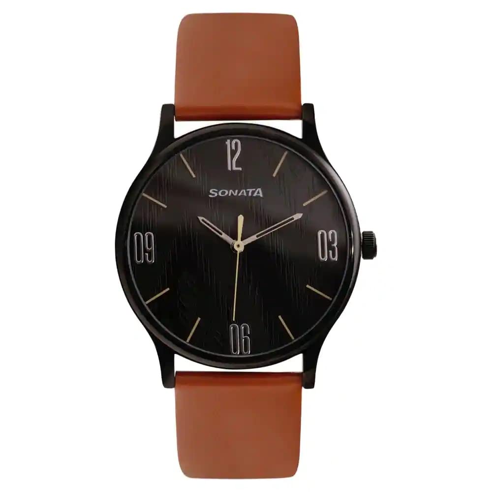 Sonata Quartz Analog Black Dial Leather Strap Watch for Men-NR77105NL03 (B0BS3K3868) Amazon Price History, Amazon Price Tracker