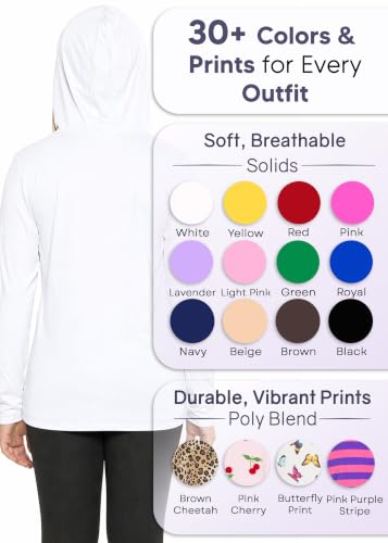 Image of Shirts for Girls Long Sleeve Crew Neck Top, Hoodie or 3 /4 Sleeve Soft Stretch Kids Lightweight Size 2-16