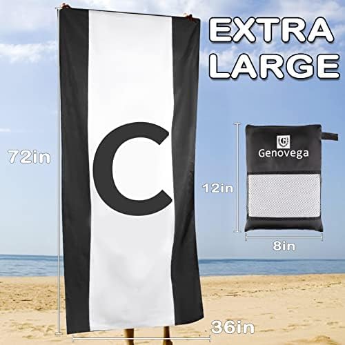 Miniatura 5 de Genovega Oversized Monogrammed Microfiber Beach Towels Sandproof Compact for Men Women
