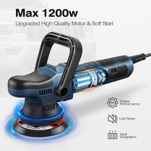 Image of GEVEELIFE Buffer Polisher, 15mm Dual Action Random Orbital Polisher, 5 Inch /6 Inch Car Detailing Kit, 6 Variable Speed 2000-5200 RPM - Professional Car Buffer for Trucks and SUVs
