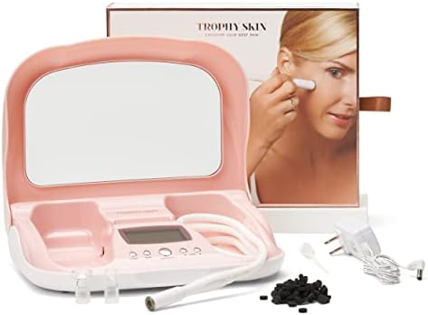 Trophy Skin MicrodermMD - At Home Microdermabrasion Kit - Anti Aging and Acne Treatment - Contains Real Diamond and Pore Extractor Tips to Rejuvenate Skin and Reduce Acne Scars - Blush