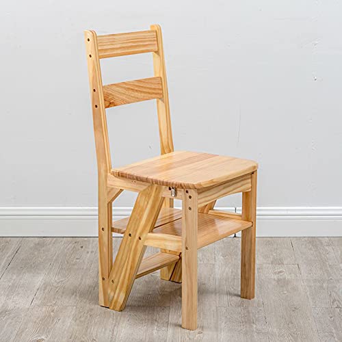 Silla plegable de madera maciza multifuncional con acabado natural pulido 4