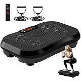 SoftGym Vibration Plate Exercise Machine for Lymphatic Drainage,Power Vibrate Stand Shake Board 450 Lbs Capacity Whole Body Workout Waver with Resistance Bands Weight Loss Gift for Women Men-Black
