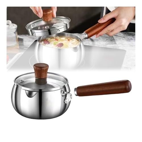 XYUERU Sartén de Acero Inoxidable for Leche, Olla Antiadherente Tradicional Japonesa for Salsa, Olla for Sopa Ramen, sartén for Huevos for Leche, Fideos y Salsas(20 cm)