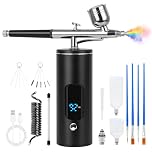 Air Brush Paint Kit, Rechargeable Cordless Airbrush Kit with Compressor, 0.35mm Nozzle, 3 Pressure Levels, Non-Clogging – Ideal for Nail Art, Makeup, Barber, Painting & Cake Decorating