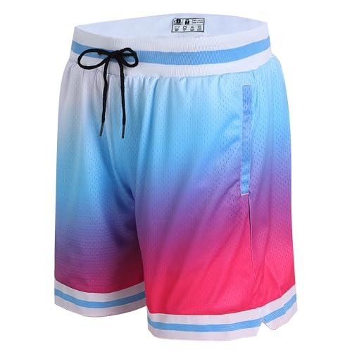 DEHANER Vintage Basketball Shorts for Men Women Mesh Gym Athletic