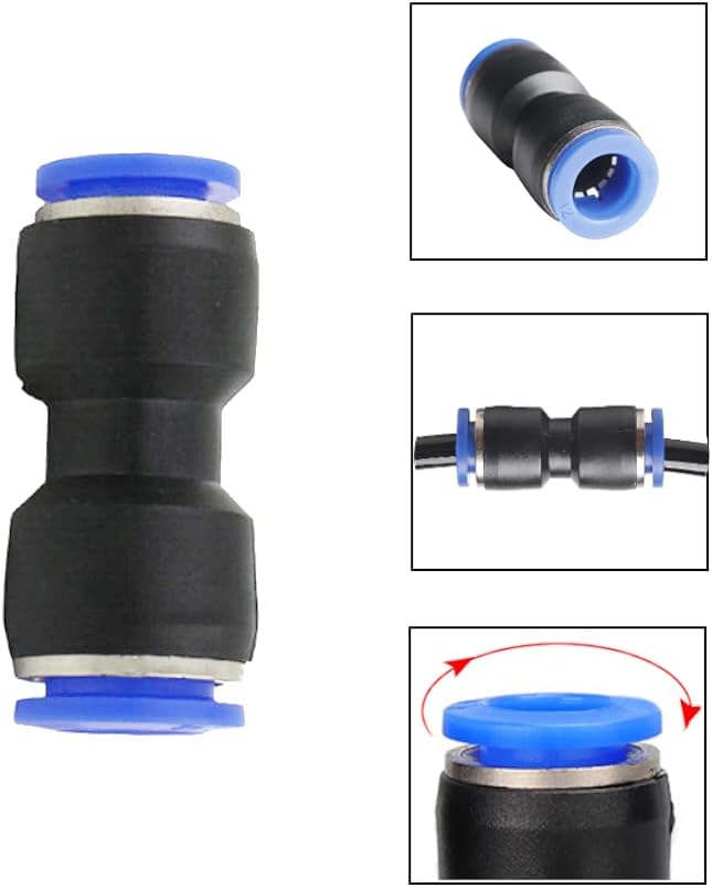 Straight Push Connectors, 4/6/8/10/12 mm Quick Release Plastic Push to Connect Fittings Kit, 50 Pcs Air Line Fittings for 5/32 1/4 5/16 3/8 1/2 Tube