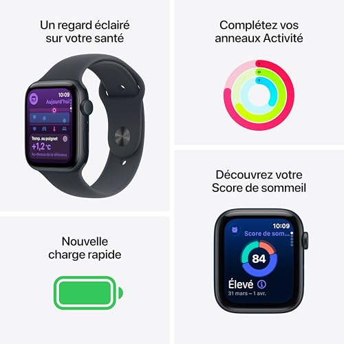 Apple Watch SE 3 [GPS 40 mm] Montre connectée avec boîtier Lumière stellaire et Bracelet Sport Lumière stellaire. Moniteur activité/Sommeil/fréquence Cardiaque, écran Toujours activé