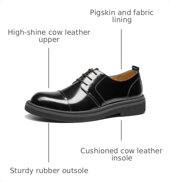 Image of BEAU TODAY Mens Oxford Shoes, Business Dress Shoes for Men Lace-Up Formal Cap Toe Genuine Leather Men Derby Shoes Classic Casual Comfortable Oxfords