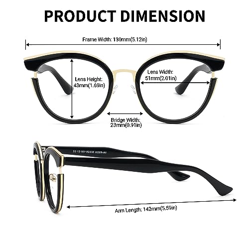 Image of Zeelool Classic Cat Eye Glasses Frame with Non-prescription Clear Lens for Women ZJGT414068