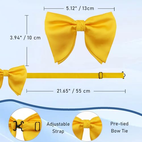 Image of Luckyvestir Oversized Bow Ties for Men, Pre Tied Clip on Men's Black Bowtie for Wedding Tuxedo Banquets Formal Wear