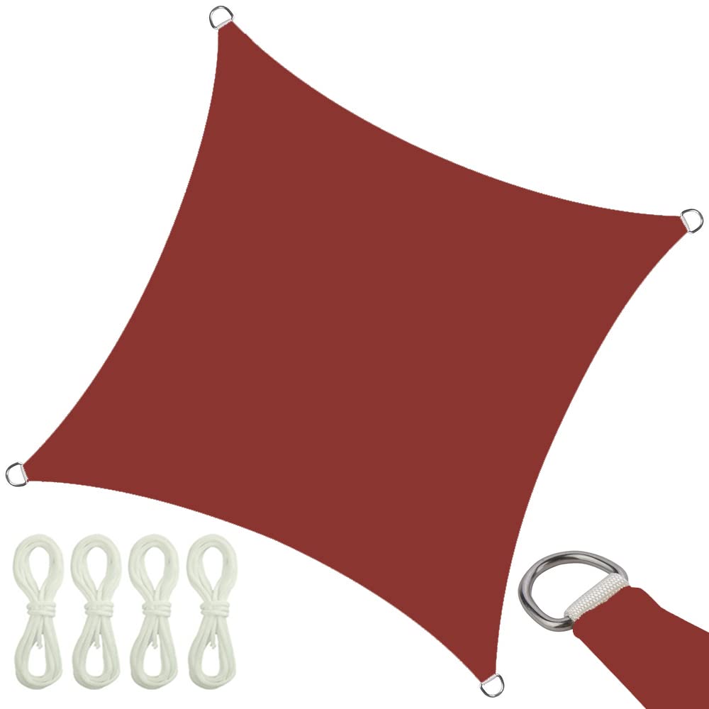 Shade Sails Rectangular Sun Shade Sail Canopy Waterproof & UV Resistant, Available In A Variety of Sizes for Patio Garden, Outdoor, Restaurant, Backyard,Carport (4 * 4 M,rust red)