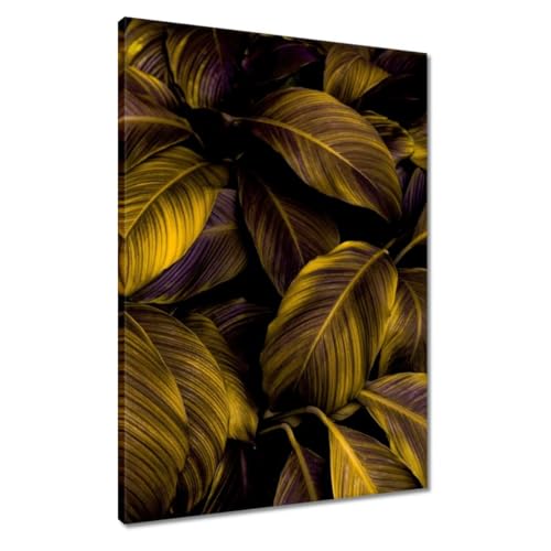 Peinture imprimée sur toile 50 x 70 cm décoration murale feuilles miel