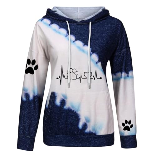 Generisch Weiße Sweatshirts Damen Dog Mom Hoodie Hund Langarmshirt Dog Mom Sweatshirts Pullover Geschenk Tops für Frauen Teenager Mädchen Jogginghose (White, M)