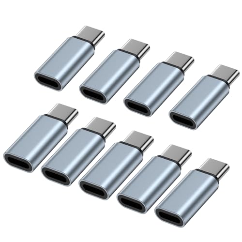 Lightning auf USB C Adapter 9 Stück, Adapter Lightning auf USB C mit Laden Datenübertragung für iPhone 16/16 Pro/15/15 Pro Max/Plus, Samsung Galaxy S25 S24 S23 S22, iPad Pro/Air, Nicht für Audio/OTG