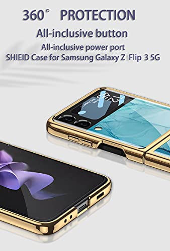 Shieid Samsung Z Flip 3 Case, Z Flip 3 Case Ultra-Thin Tempered Glass Phone Case Protective Cover For Samsung Galaxy Z Flip 3 5G Fashion Electroplated Pc Back Cover, Champagne #TOP5