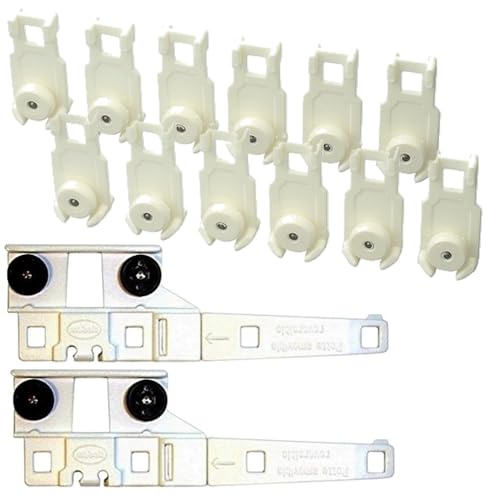 Lot de 12 chariots sur roulettes + 2 chariots conducteurs pour tringles à rideaux chemin de fer, ou au plafond, 24 x 16 mm