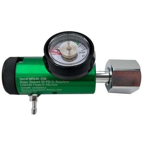 ResOne CGA540 Oxygen Cylinder Regulator Adjustable 025 LPM Aluminum/Brass MR54025B