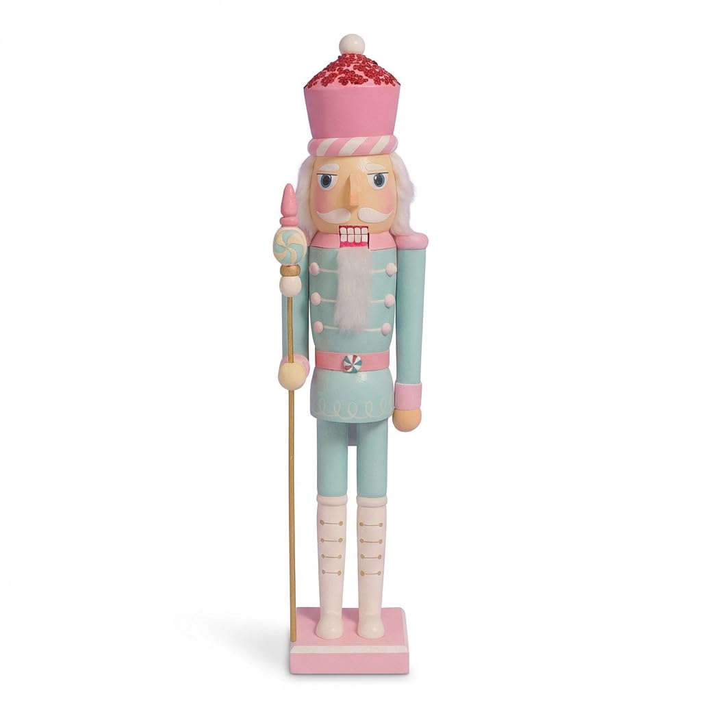 KAROLINE&CO. Décoration Noël – Casse Noisette en Bois 60 cm Couleurs Pastel – Figurine Noël Artisanale – Deco Noel Intérieur Maison – Idéal pour Boules de Noël et Christmas Decorations