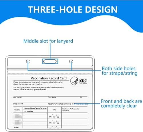 CDC Covid Vaccination Card Protector 10 Pack, Waterproof Clear Plastic Horizontal ID Card Holder for 4 x 3 to 4.5 x 3.5 Inches Work ID, Key Card, Driver's License