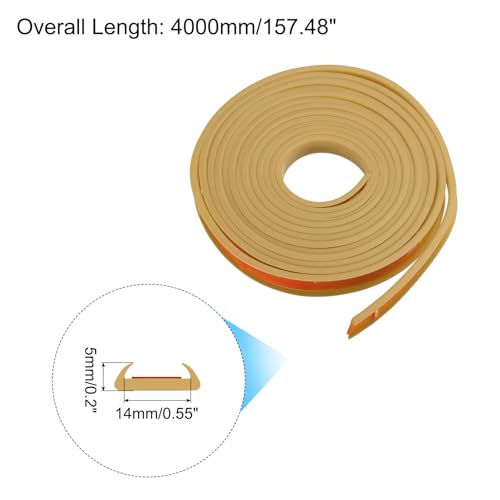 Image of uxcell U Shape Furniture Edge Banding, 4M Self Adhesive Flexible Edging Trim, 5x14mm TPE Edge Guards for Cabinets Furniture Repair Restoration, Beige