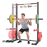 VEVOR Cage de Musculation Multifonctionnelle, Rack à Squats à Largeur Réglable, Station de Musculation pour Squat Développé Couché Traction Gym, avec Fixation pour Landmine et Barres de Sécurité