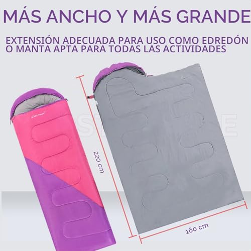 Miniatura 3 de Clostnature Saco De Dormir Ligero Para Acampar - Saco De Dormir Rectangular Casual Al Aire Libre Con Tamaño De Paquete Pequeño Para Adultos, Mujeres, Senderismo De Deportes Cremallera Izquierda