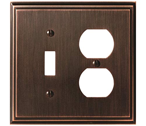 Amerock BP36524ORB Mulholland™ 1 Toggle, 1 Receptacle Wall Plate - Oil-Rubbed Bronze