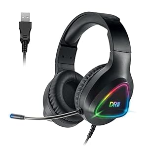 DR1TECH GrayEagle Professionele Gaming LED RGB-Hoofdtelefoon Voor PC Met USB-Kabel En Microfoon – 7.1 Surround Sound NEW GEN – Over-Ear Headphones Driver 50mm