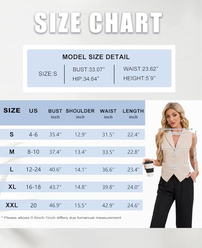 MINTLIMIT Women Button Front Sleeveless Blazer Vest Summer Casual Notch Collar Waistcoat Vests with Pockets4