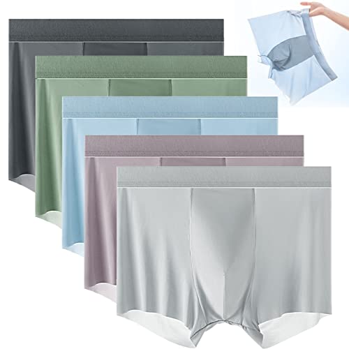 behound Men's Large Size Ice Silk Breathable Briefs, Jewyee Mens Silk Underwear, Jewyee Mens Boxer Brief (D,2XL)