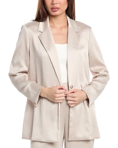 Blazer d'affaires décontracté fluide et anti-plis en satin Anne Klein pour femme