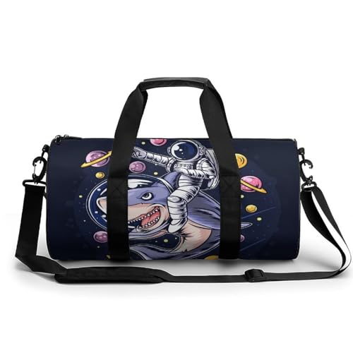 Sac de voyage 45x23x23cm motif requin espace pour gym et randonnée