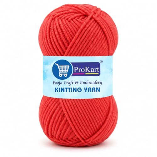 Image of ProKart Premium 4-Ply Woolen Knitting Yarn | 100g Carrot Hand Crochet Soft Wool for Sweaters, Scarves, Hats, Baby Clothes & DIY Craft Accessories (1 Ball x 100g)
