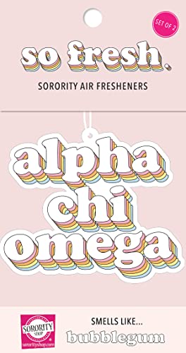 Sorority Shop Alpha Chi Omega Retro Air Freshener - ACO Bubblegum Scented Air Freshener – Sorority Retro Design Air Freshener for Car or Dorm– Sorority Gift, Charm Paraphernalia