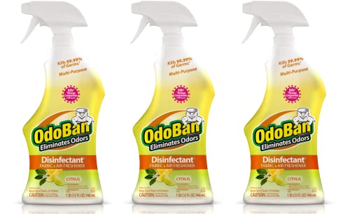 Image of OdoBan Ready-to-Use Disinfectant and Odor Eliminator, Set of 3 Spray Bottles, 32 Ounces Each, Citrus Scent