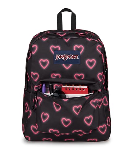 Image of JanSport SuperBreak One Backpacks - Durable, Lightweight Bag with 1 Main Compartment, Front Utility Pocket with Built-in Organizer - Premium Backpack - Happy Hearts Black