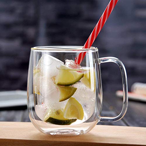 Image of Double Wall Thermal Insulated Mug for Drinking Tea,Coffee,Espresso,Juice,Wine,Latte, Cappuccino Stackable Glass Cup 250 ML Each. (06A Pack of 2)