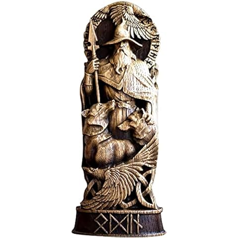 genmaiwodeshisb Nordische Gott Harzstatue skandinavische Pantheons nordische Götter Figur Handwerk Wikinger Mythologie Zuhause Weinschrank Shelt Bücherregal Skulptur Orament Cover