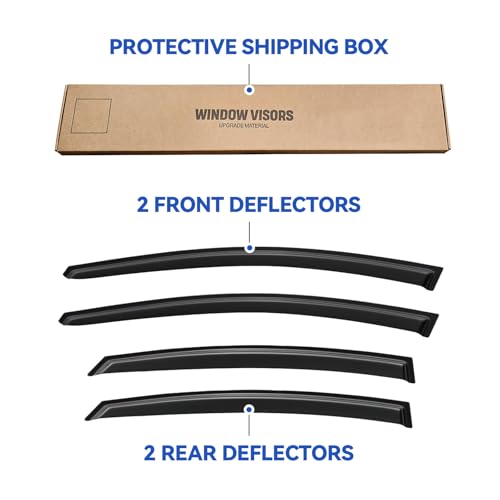 Image of Window Visors Rain Guards for 2011-2016 Hyundai Elantra Sedan, Out-Channel Window Vent Wind Deflectors Visors Shades for 11-16 Elantra (EXCLUDES Elantra GT)