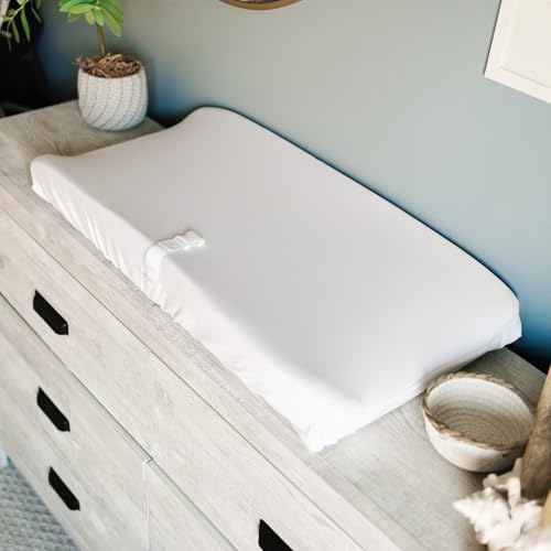 Image of Baby Changing Pad Cover 2-Pack for Boys, Girls (Moonlit White) - Premium Fitted Sheets Baby Diaper Changing Table Cover - Buttery Soft Cotton Blend