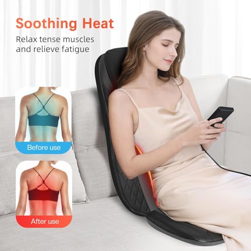 Image of CuPiLo Neck and Back Massager for Chair - Full Back Massager with Heat for Pain Relief Deep Tissue, Chair Massager Pad, Back Support Inflatable Flap Massage Chair Cushion, Gifts for Men Dad