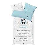 Bezauberndes Wende-Motiv, Vorderseite mit Motivdruck mit Panda und liebem Spruch, Rückseite in hellblau mit Sternen