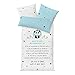 Die Geschenkewelt Die 46249 Hope und Gloria Panda-Design, 2-teilige Garnitur, mit Reißverschluss, Microfaser, hellblau Bettwäsche, Mikrofaser, Hell, Decke 135 cm x 200 cm, Bezug Kissen 80 cm x 80 cm
