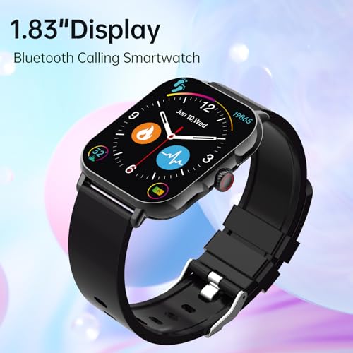 Image of SHKOD Watch1 Pro 1.83 inch HD Display Smart Watch with Bluetooth Calling, AI Voice Assistance, 100 Sports Modes IP67 Rating Fast Charging 240 * 286 Pixel High Resolution (Black)