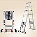MSHOSAC Multi-Function Aluminum Extension Ladder 3.2m Heavy-Duty Folding Herringbone Design Lightweight Household Lifting Tool for DIY & Engineering Tasks