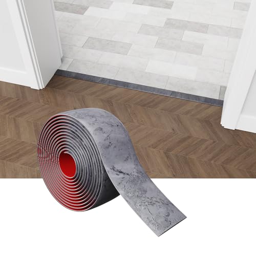Perfil de transición engrosado, tira de separación autoadhesiva para unir huecos en el suelo, transición de umbral de alfombra, suelo de baldosas (Count Grey-1M)