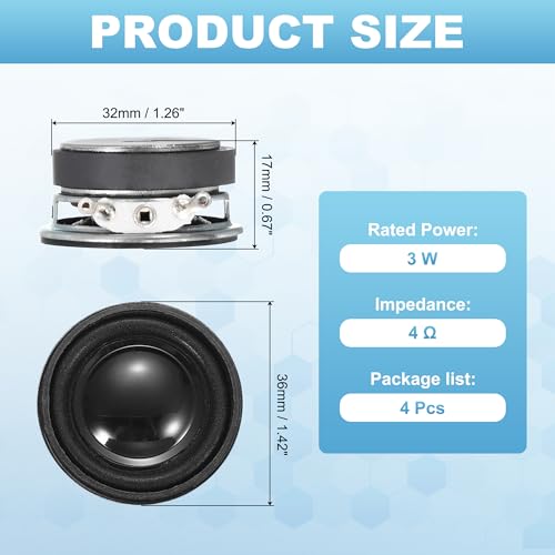 Altavoces pequeños de 3W para multimedia, mini bocina redonda de metal de 36 x 32 mm 2