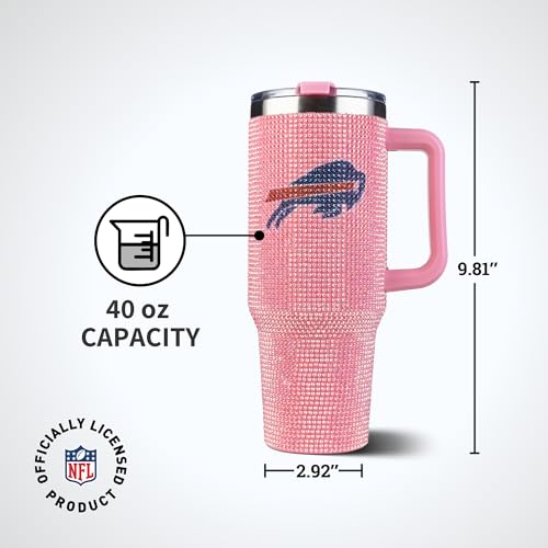 Image of The Memory Company Officially Licensed 40oz Pink Bling Game Day Tumbler, Buffalo Bills